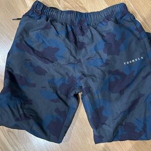 Young LA black and blue camo trek pants